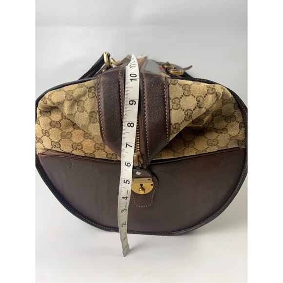 Gucci Sherry Line GG Duffle Medium Brown Leather/PVC Vintage - Picture 7 of 11